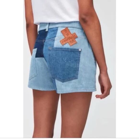 Marques Almeida x 7 4 All Mankind Denim Patchwork Shorts Rem’ade S:25&28(2pair) - Picture 2 of 4